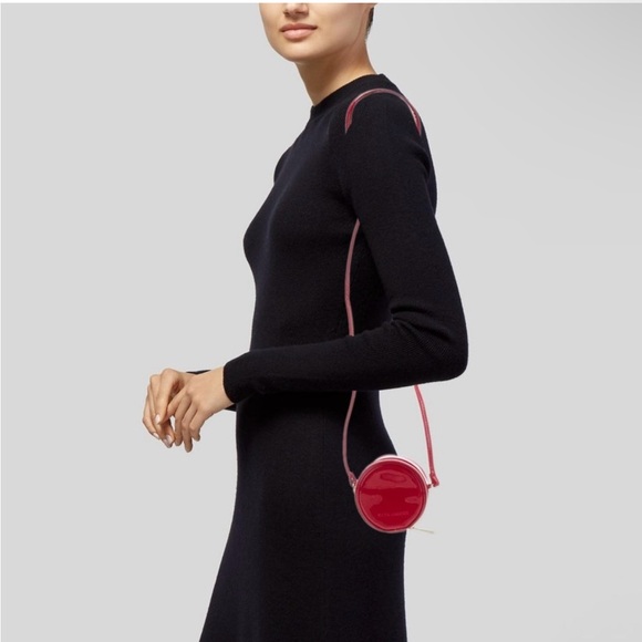 ♥️ Marc Jacobs Mini Crossbody Round Circle Canteen Bag 4" Red Patent Leather - Picture 4 of 12